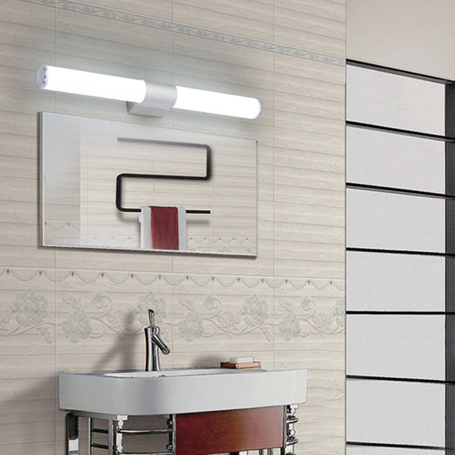 Linear Shape Metal Wall Sconce Modern 1 Light Mirror Wall Mount Light Fixture in White