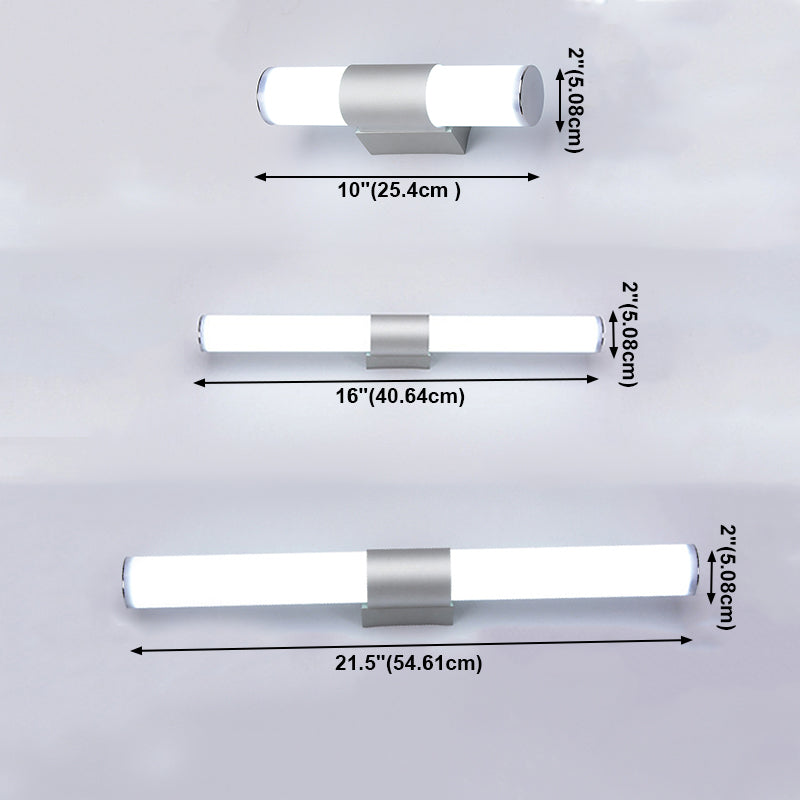 Linear Shape Metal Wall Sconce Modern 1 Light Mirror Wall Mount Light Fixture in White