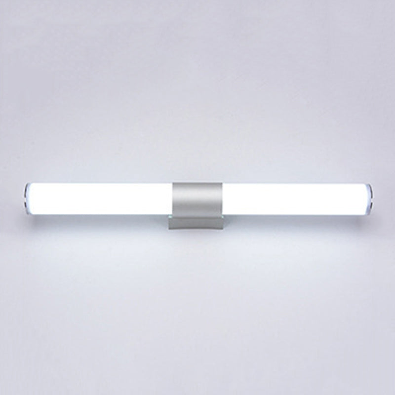Linear Shape Metal Wall Sconce Modern 1 Light Mirror Wall Mount Light Fixture in White
