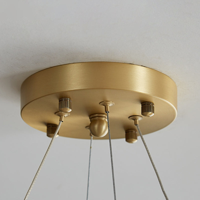 Modern Luxury Indoor Pendant Light Copper Geometric Chandelier with White Glass Shade