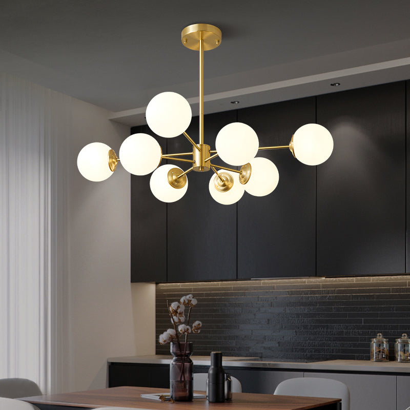Zeitgenössische weiße Glasdecke Anhänger hell kugelhaltiges Hanghänge Licht für Schlafzimmer