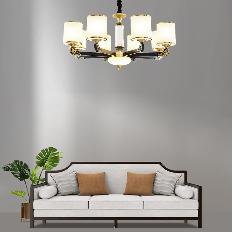 Multi Light Cylindrical Hanging Pendant Modern Style Glass Hanging Lighting for Bedroom