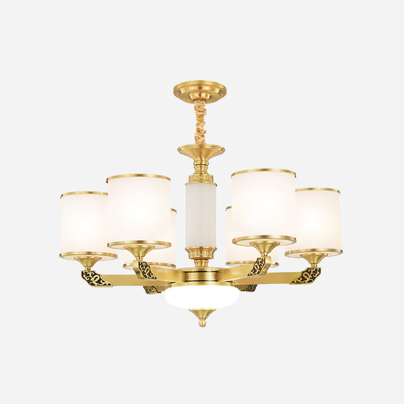 Multi Light Cylindrical Hanging Pendant Modern Style Glass Hanging Lighting for Bedroom