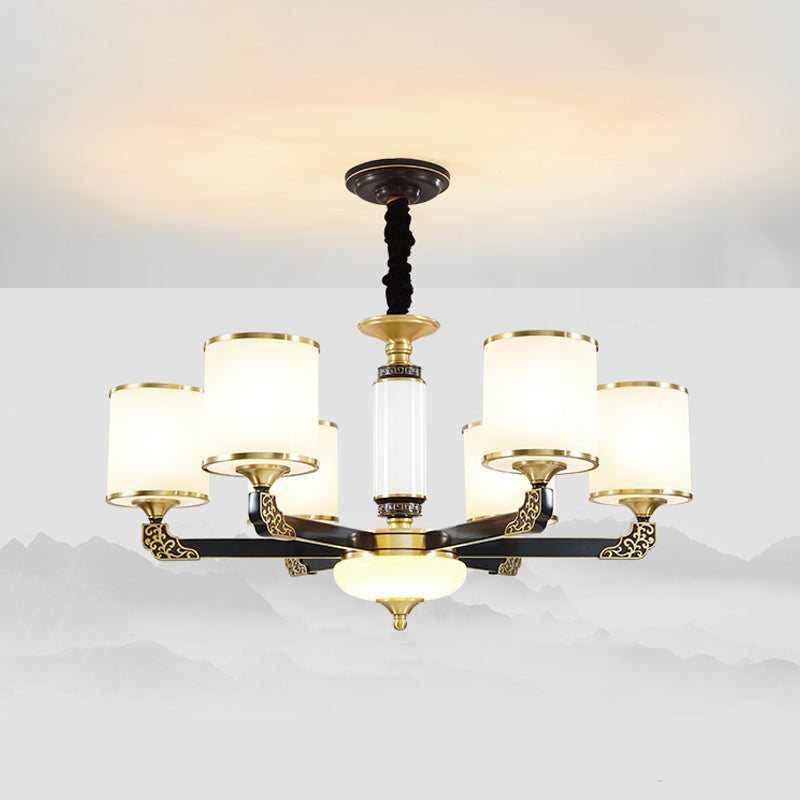 Multi Light Cylindrical Hanging Pendant Modern Style Glass Hanging Lighting for Bedroom