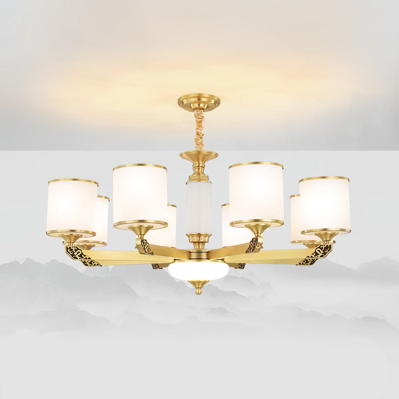 Multi Light Cylindrical Hanging Pendant Modern Style Glass Hanging Lighting for Bedroom