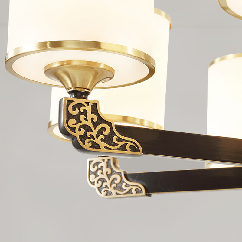 Multi Light Cylindrical Hanging Pendant Modern Style Glass Hanging Lighting for Bedroom