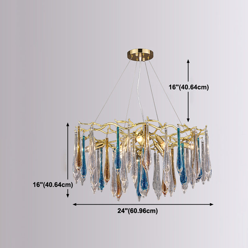 Tränenformform Kristallleuchter modernes Aluminium nach unten -Beleuchtung zum Studium