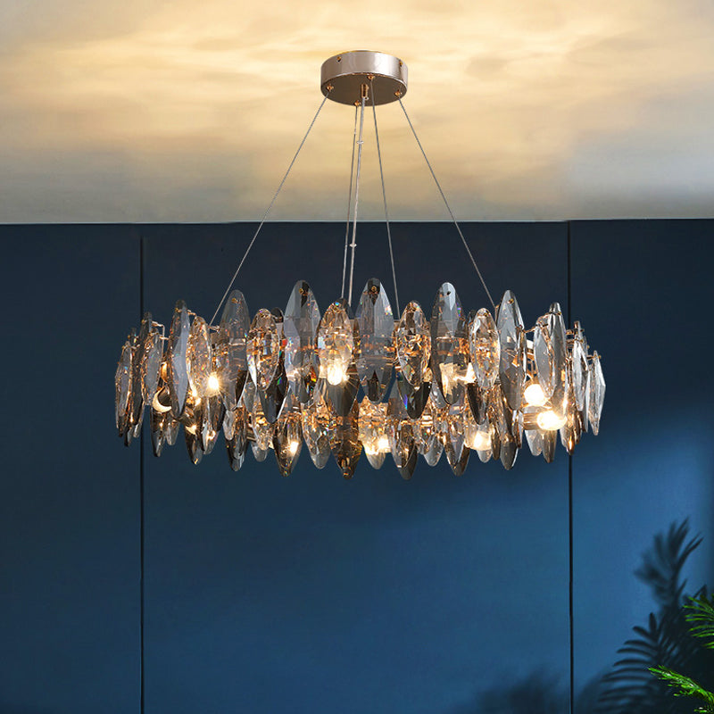 Ring Shape Crystal Chandelier Modern Iron Down Lighting Pendant for Study