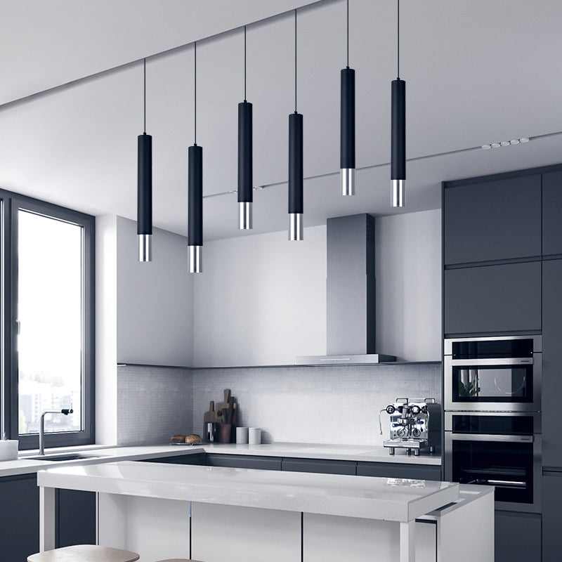 Style moderne linéaire suspendu metal métallique 1 lumière suspendue légère pour le salon