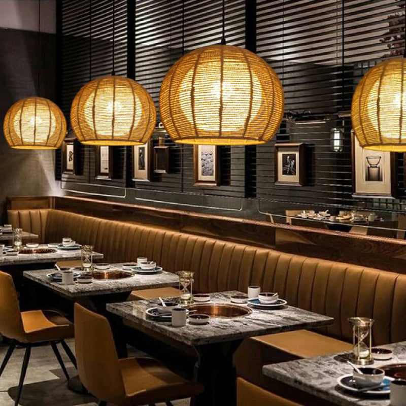 Japanisches Seil Anhänger Licht 1 Licht Global Hanging Deckenleuchte für Esszimmer