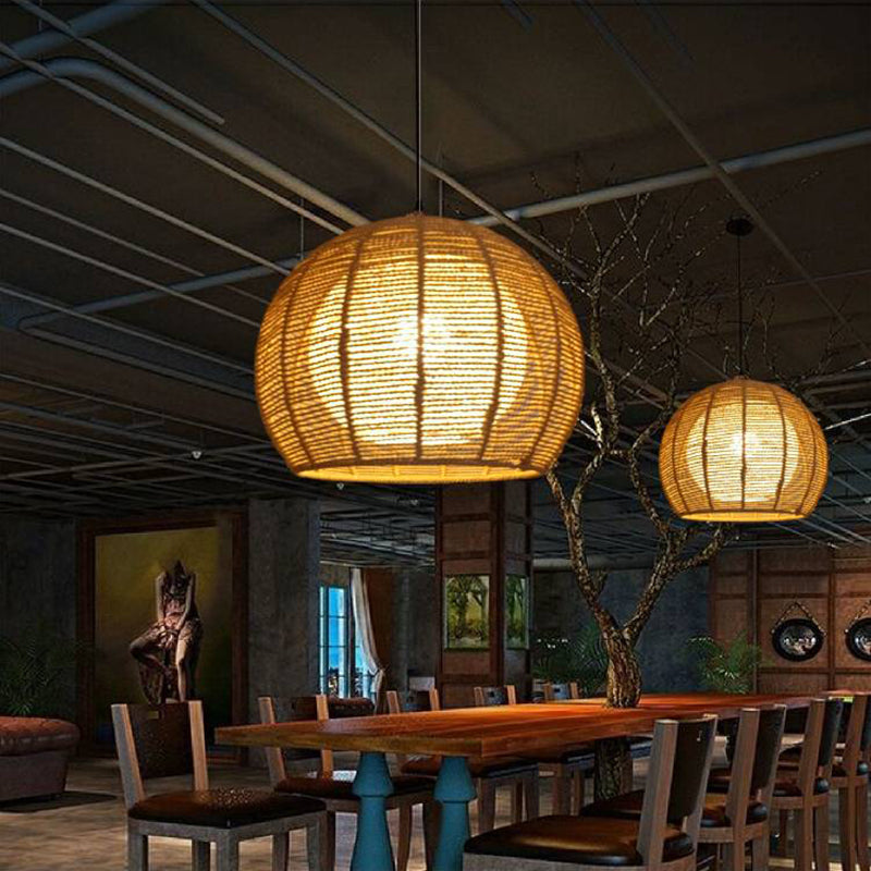 Japanisches Seil Anhänger Licht 1 Licht Global Hanging Deckenleuchte für Esszimmer
