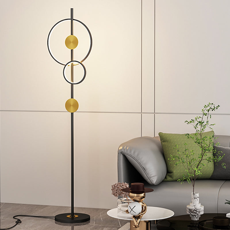 Lampada a forma di imbuto in metallo Lampada moderna stile moderno 2 luci lampada da pavimento in nero in nero