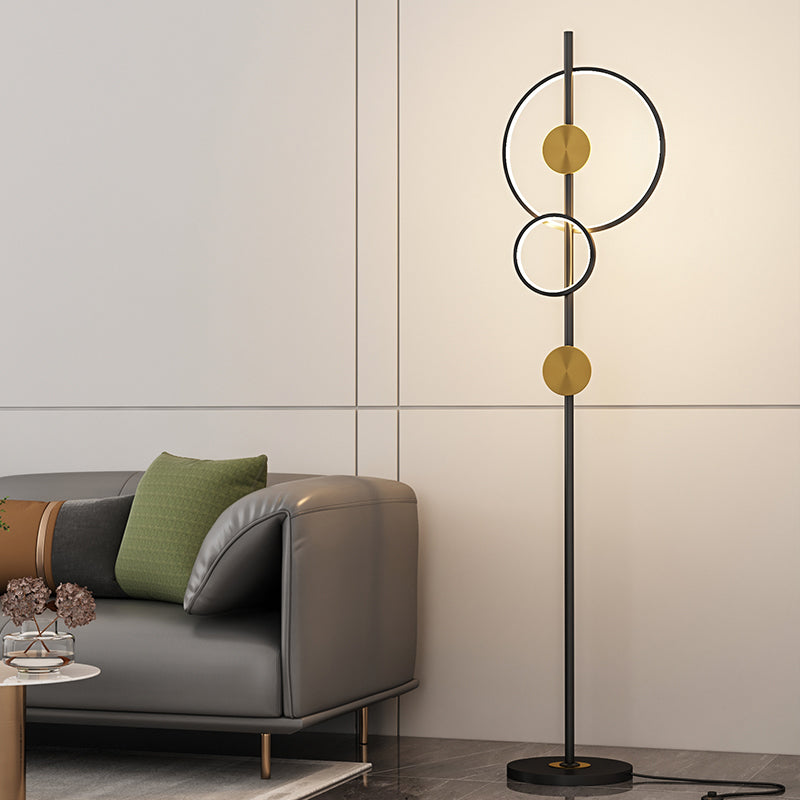 Lampada a forma di imbuto in metallo Lampada moderna stile moderno 2 luci lampada da pavimento in nero in nero
