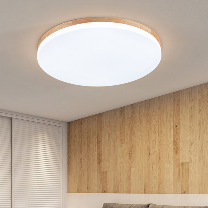 Wooden Flush Mounted Ceiling Lights LED Flush Mount Light with Acrylic Shade