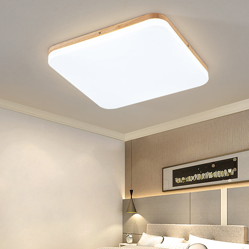 Wooden Flush Mounted Ceiling Lights LED Flush Mount Light with Acrylic Shade