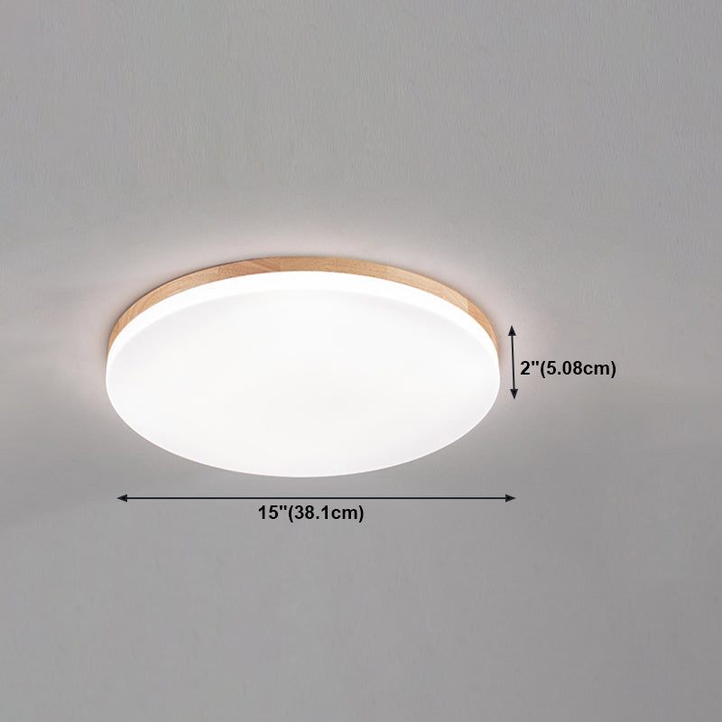 Wooden Flush Mounted Ceiling Lights LED Flush Mount Light with Acrylic Shade