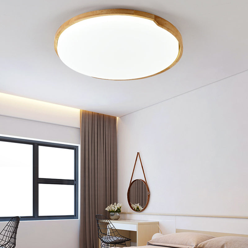 Wooden Ceiling Mounted Light Contemporary Flush Mount Lamp with Acrylic Shade