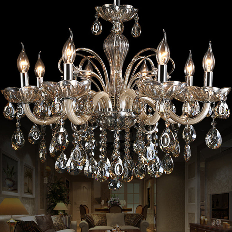 Nordic Style Chandelier Light 8 Lights Candle Shaped Pendant Light for Living Room