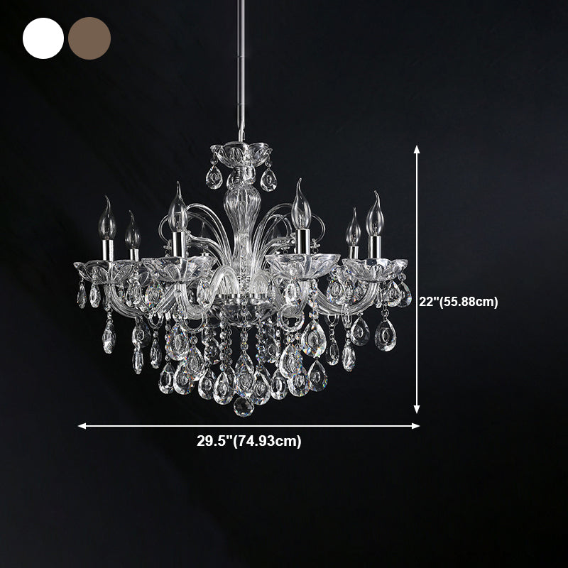 Nordic Style Chandelier Light 8 Lights Candle Shaped Pendant Light for Living Room
