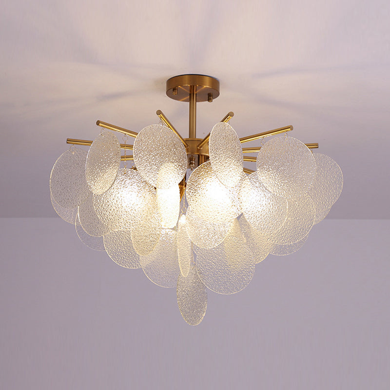 Round Shade Hanging Light Modern Style Glass Chandelier Light for Living Room