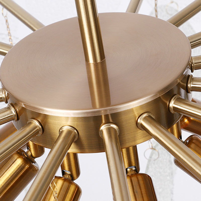 Round Shade Hanging Light Modern Style Glass Chandelier Light for Living Room