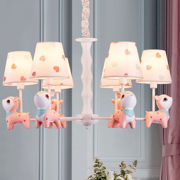 Estilo nórdico Macron Chandelier Costilla Multi-Head Luz de tela de tela múltiple para sala de estar