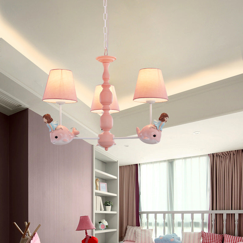 Multi Head Chandelier Light Nordic Macron Fabric Hanging Pendant for Living Room