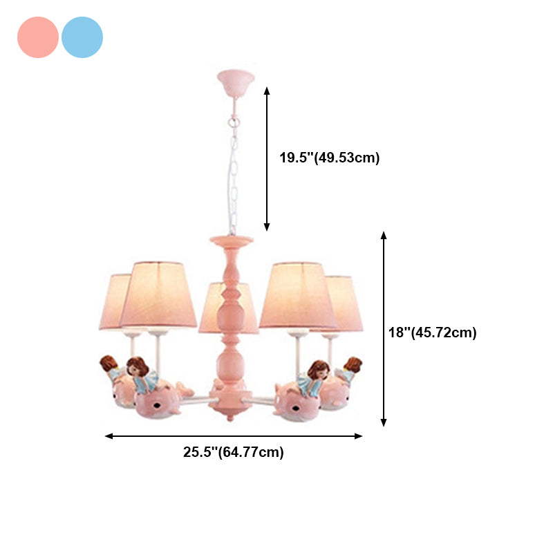 Multi Head Chandelier Light Nordic Macron Fabric Hanging Pendant for Living Room