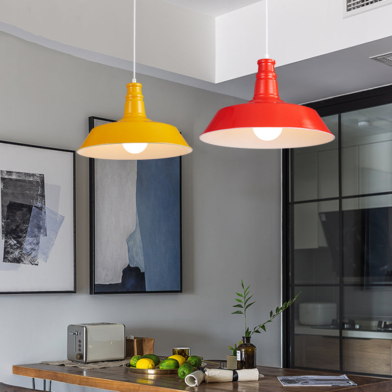 Lampada a sospensione a forma di fienile multicolore Metal industriale 1 ristorante Bulb Hanging Light