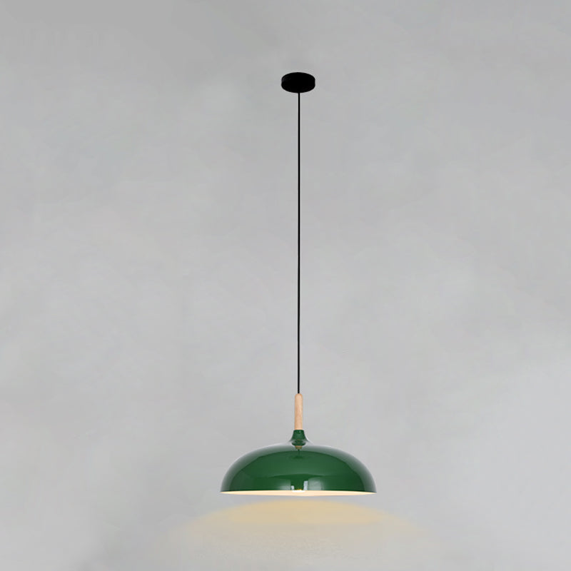 Lampada a sospensione verde a bulbina singola Metal Geometric Luce sospesa per sala da pranzo