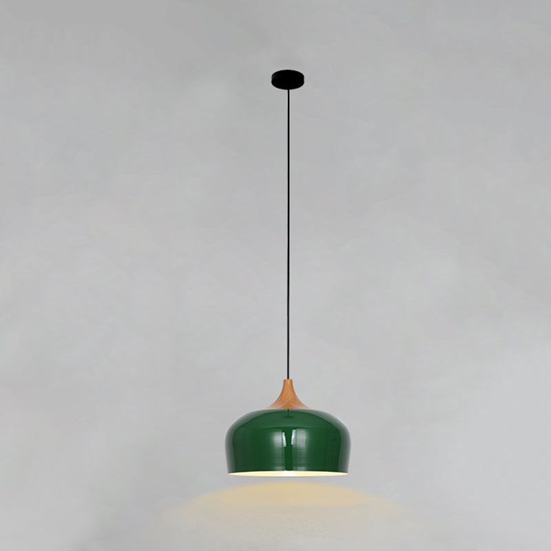 Lampada a sospensione verde a bulbina singola Metal Geometric Luce sospesa per sala da pranzo