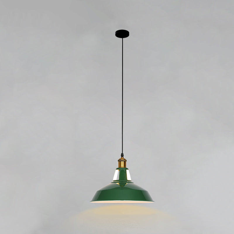 Lampada a sospensione verde a bulbina singola Metal Geometric Luce sospesa per sala da pranzo