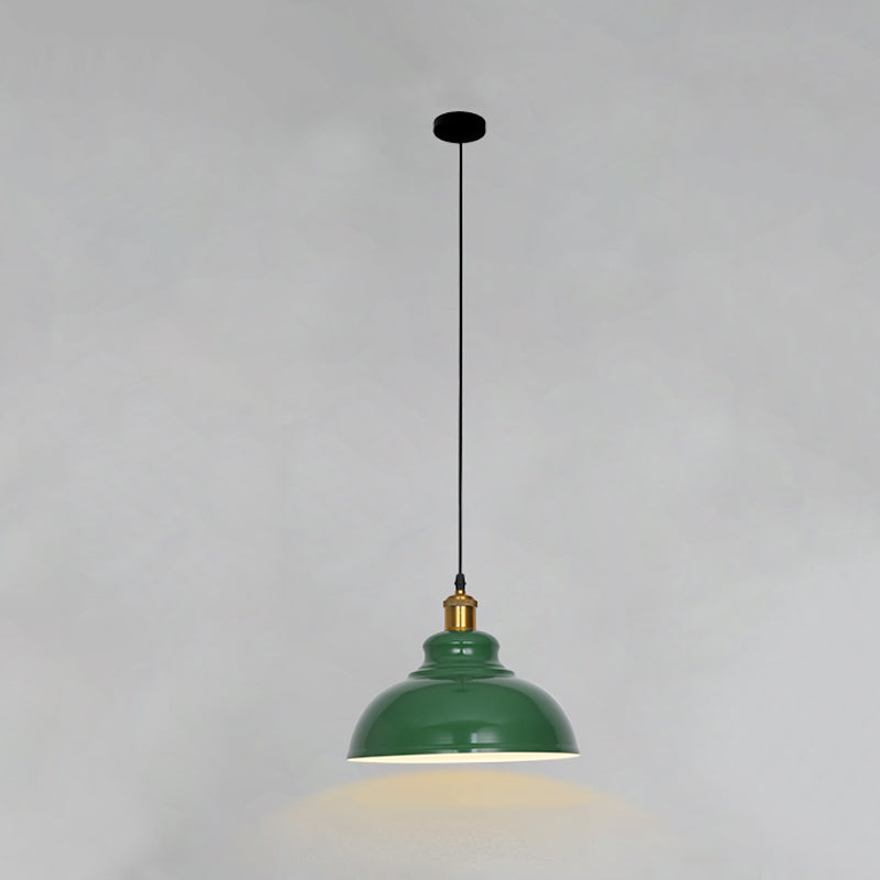 Lampada a sospensione verde a bulbina singola Metal Geometric Luce sospesa per sala da pranzo