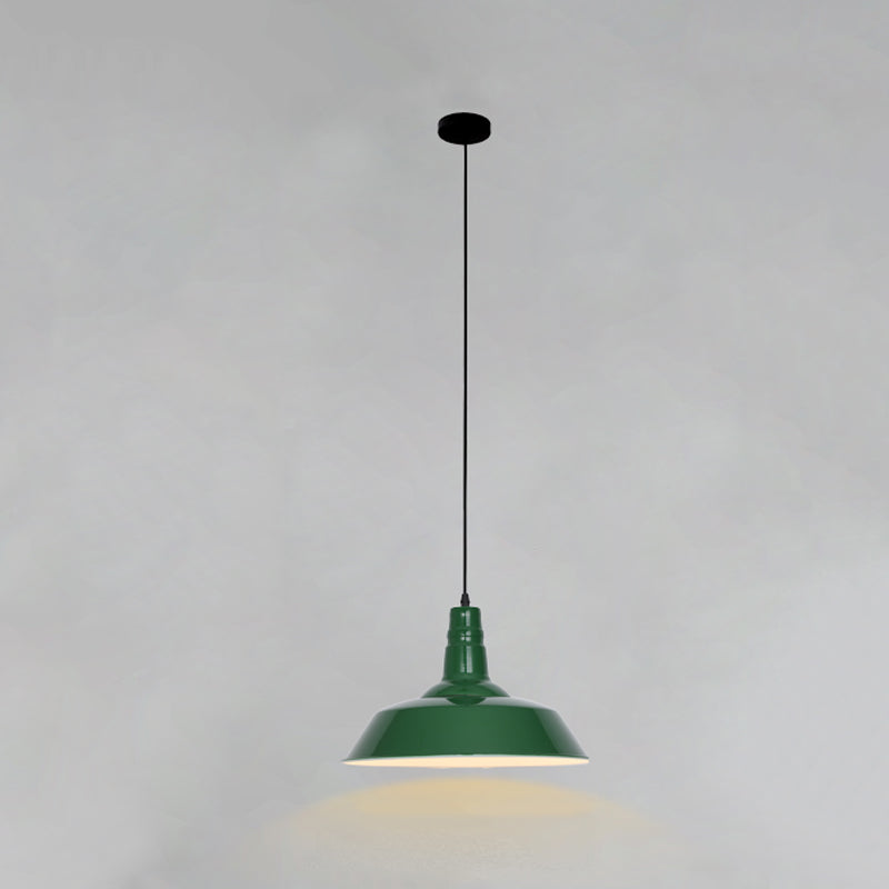 Lampada a sospensione verde a bulbina singola Metal Geometric Luce sospesa per sala da pranzo