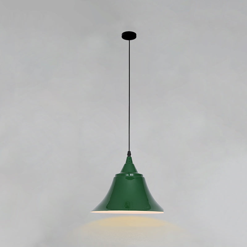 Lampada a sospensione verde a bulbina singola Metal Geometric Luce sospesa per sala da pranzo