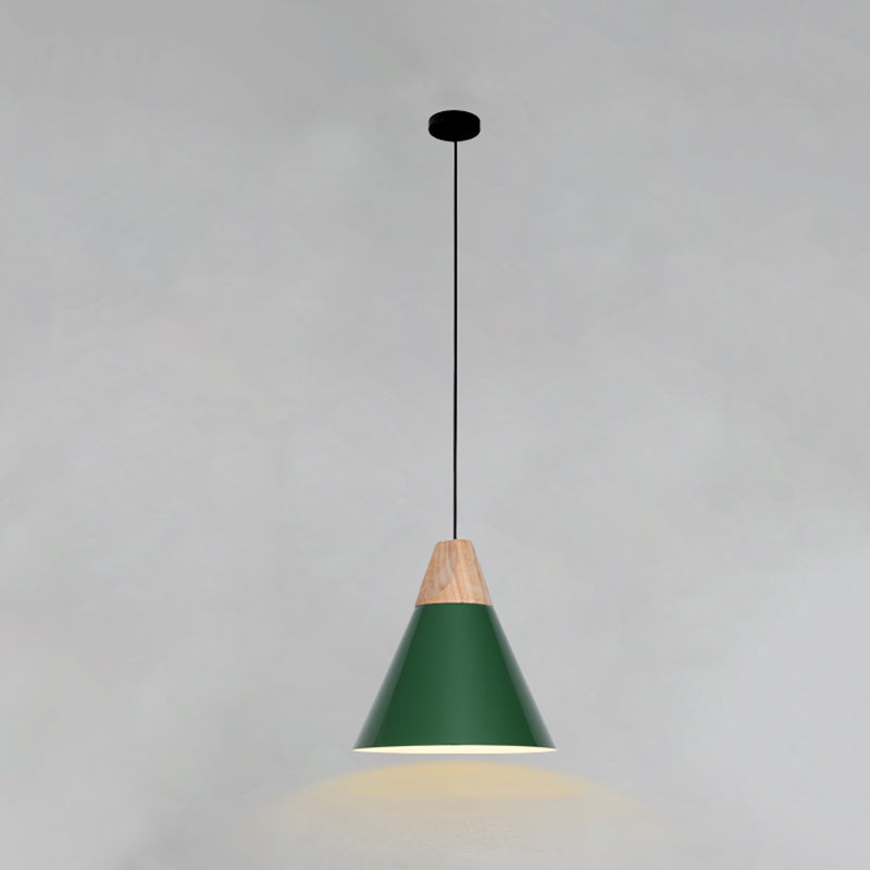 Lampada a sospensione verde a bulbina singola Metal Geometric Luce sospesa per sala da pranzo