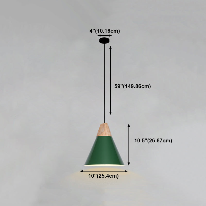 Lampada a sospensione verde a bulbina singola Metal Geometric Luce sospesa per sala da pranzo