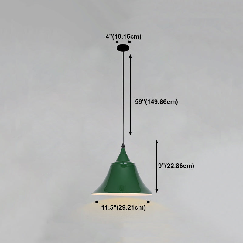 Lampada a sospensione verde a bulbina singola Metal Geometric Luce sospesa per sala da pranzo