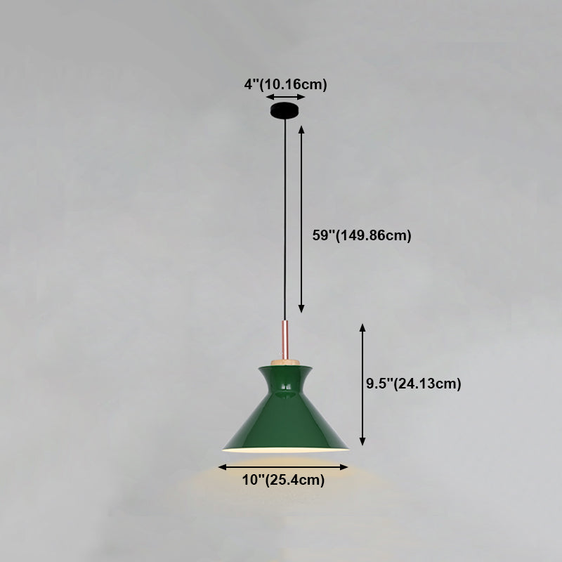 Lampada a sospensione verde a bulbina singola Metal Geometric Luce sospesa per sala da pranzo