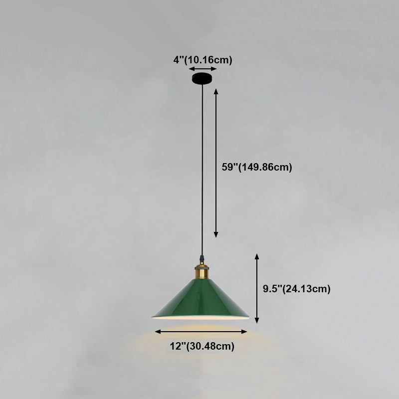 Lampada a sospensione verde a bulbina singola Metal Geometric Luce sospesa per sala da pranzo