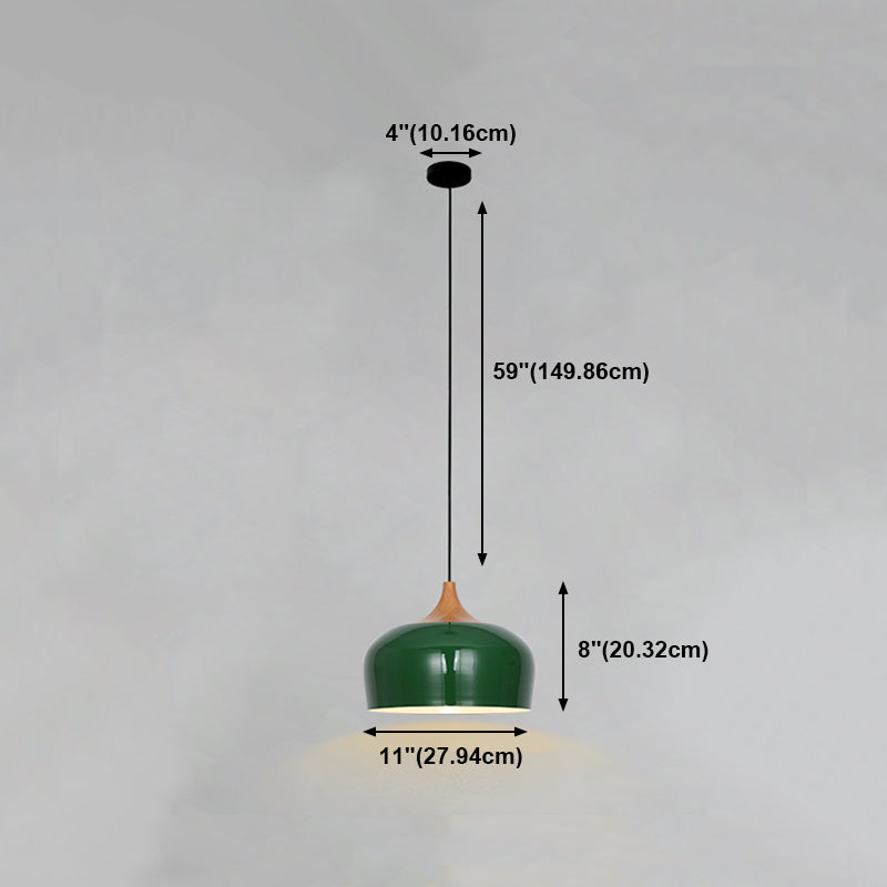 Lampada a sospensione verde a bulbina singola Metal Geometric Luce sospesa per sala da pranzo
