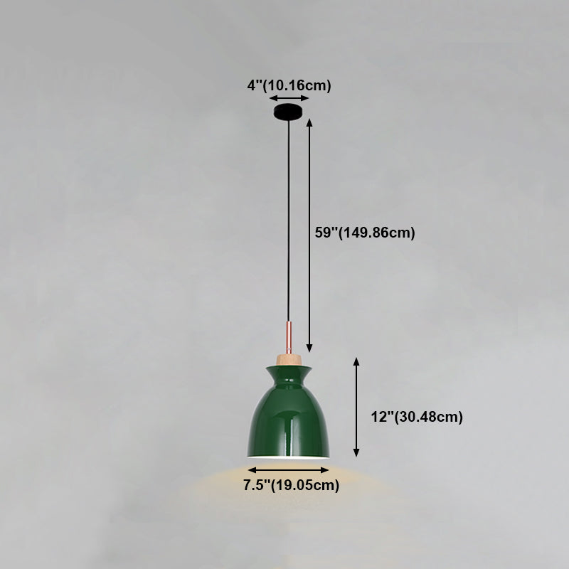 Lampada a sospensione verde a bulbina singola Metal Geometric Luce sospesa per sala da pranzo
