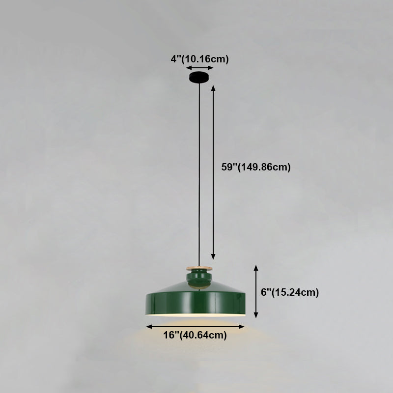 Lampada a sospensione verde a bulbina singola Metal Geometric Luce sospesa per sala da pranzo