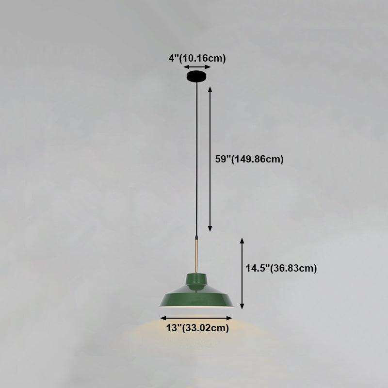 Lampada a sospensione verde a bulbina singola Metal Geometric Luce sospesa per sala da pranzo