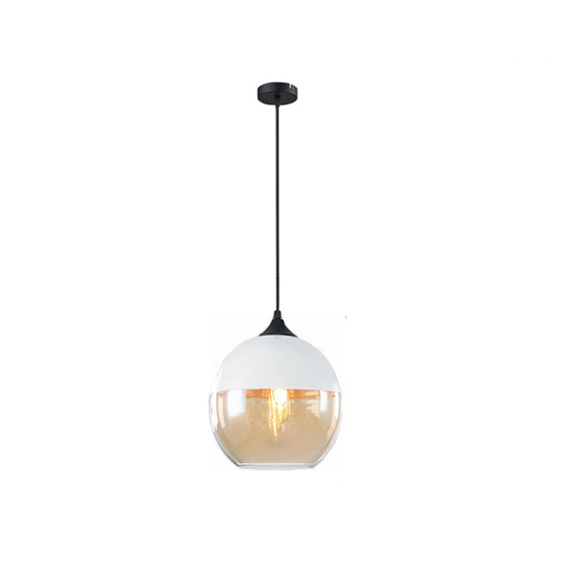 Nordic Glass Geometric Pendant Lamp Single-Bulb Dining Room Hanging Light