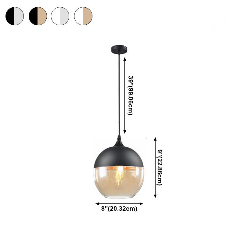 Nordic Glass Geometric Pendant Lamp Single-Bulb Dining Room Hanging Light