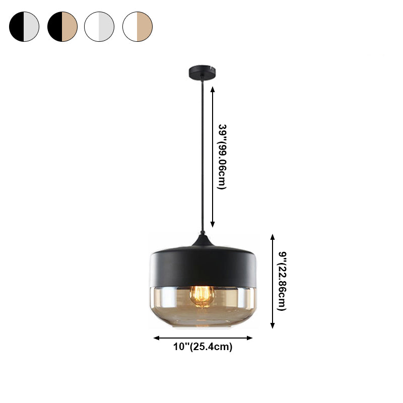 Nordic Glass Geometric Pendant Lamp Single-Bulb Dining Room Hanging Light