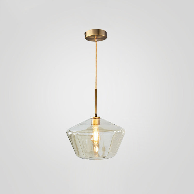 Glass Shade Hanging Pendant Nordic Brass Finish Drop Light for Dining Room