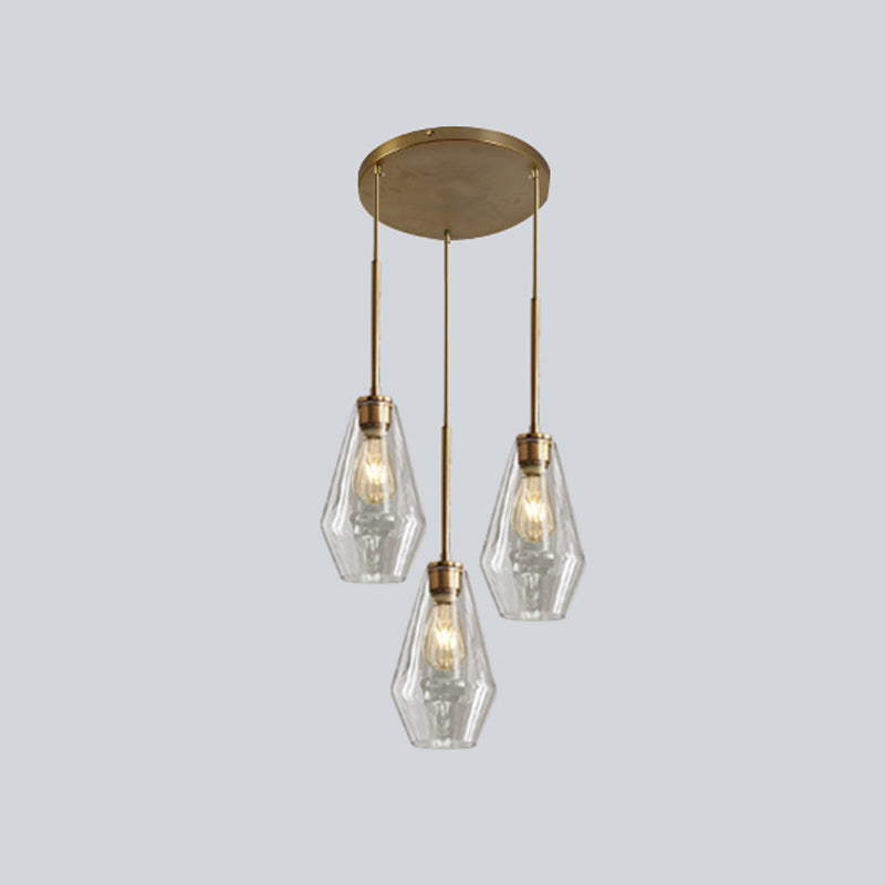Glass Shade Hanging Pendant Nordic Brass Finish Drop Light for Dining Room