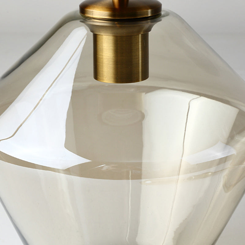 Glass Shade Hanging Pendant Nordic Brass Finish Drop Light for Dining Room